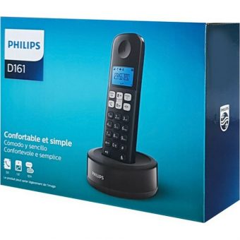 Philips Ασύρματο Τηλέφωνο Ελληνικό Μενού Ανοιχτή Ακρόαση Φωτ.Οθόνη και 50 Μνήμες Μαύρο D1611B/GRS - Image 4