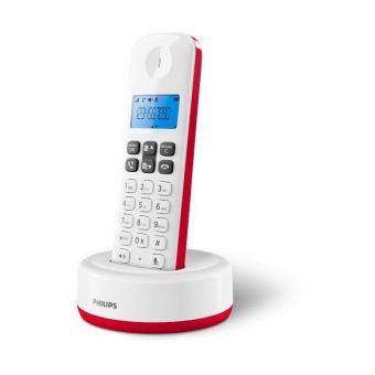 Philips Ασύρματο Τηλέφωνο Ελληνικό Μενού Ανοιχτή Ακρόαση Φωτ.Οθόνη και 50 Μνήμες Κόκκινο D1611R/GRS