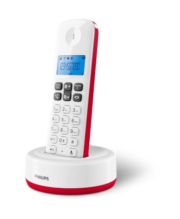 Philips Ασύρματο Τηλέφωνο Ελληνικό Μενού Ανοιχτή Ακρόαση Φωτ.Οθόνη και 50 Μνήμες Κόκκινο D1611R/GRS