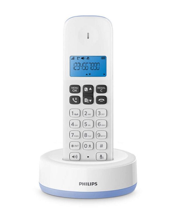 Philips Ασύρματο Τηλέφωνο Ελληνικό Μενού Ανοιχτή Ακρόαση Γαλάζιο D1611S/GRS