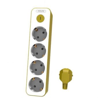 Philips Πολύπριζο 4Θέσεων με Προστασία 1.5m Κίτρινο CHP2145Y/GRS