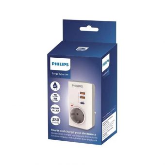 Philips Μονόπριζο Ασφαλείας με 2xUSB-A 1xUSB-C 3680W Λευκό CHP8010W/GRS - Image 2