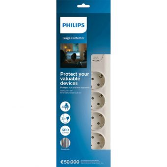 Philips Πολύπριζο Ασφαλείας 4 Θέσεων Λευκό SPN7040WA/GRS - Image 2