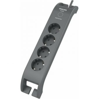Philips Πολύπριζο Ασφαλείας 4 Θέσεων με Διακόπτη Γκρί SPN3140A/GRS