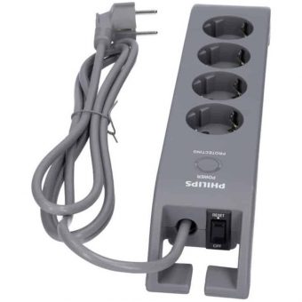 Philips Πολύπριζο Ασφαλείας 4 Θέσεων με Διακόπτη Γκρί SPN3140A/GRS - Image 4