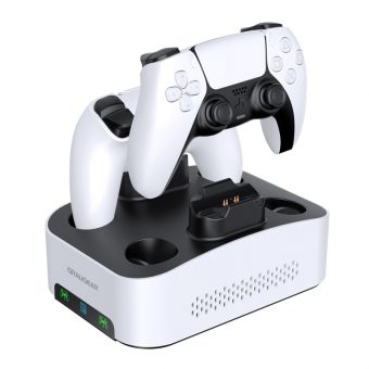 Graugear Hard Drive Enclosure Paired with a Controller Charging Station PS5 G-3506-CG