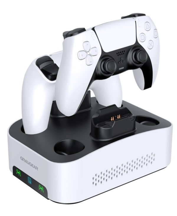 Graugear Hard Drive Enclosure Paired with a Controller Charging Station PS5 G-3506-CG