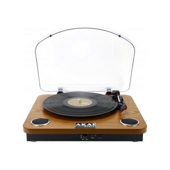 Akai Wooden Record Player with Onboard Stereo Speakers 2x0.8W Brown ATT-11BTN - Image 2