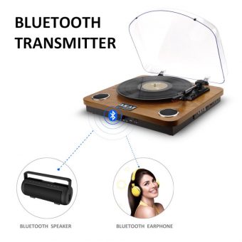 Akai Wooden Record Player with Onboard Stereo Speakers 2x0.8W Brown ATT-11BTN - Image 6