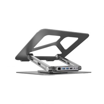Unitek Foldable Laptop Stand With Docking Station PD 100W up to 17" Platinum Grey D1109A