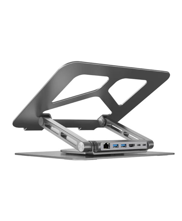 Unitek Foldable Laptop Stand With Docking Station PD 100W up to 17" Platinum Grey D1109A