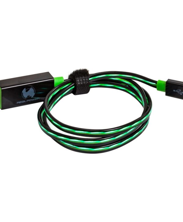 RealPower USB LED Floating Cable USB-A Male to Micro USB 0.75m Green 187656