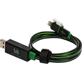 RealPower USB LED Floating Cable USB-A Male to Micro USB and Lightning 0.75m Green 185962