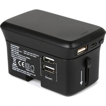 RealPower Αντάπτορας Πρίζας σε Universal 2xUSB-A και  Power Bank 4000mAh Black 308847