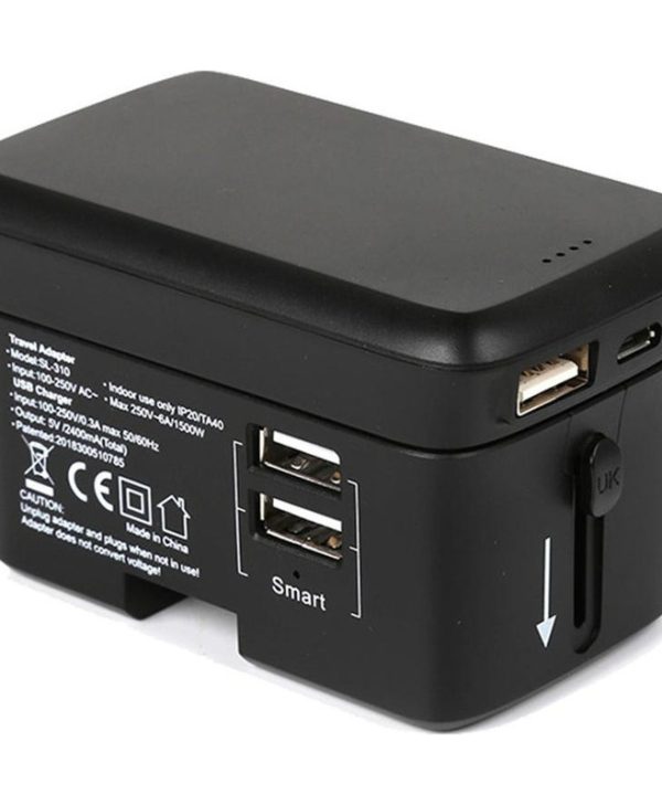 RealPower Αντάπτορας Πρίζας σε Universal 2xUSB-A και  Power Bank 4000mAh Black 308847