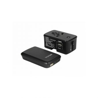 RealPower Αντάπτορας Πρίζας σε Universal 2xUSB-A και  Power Bank 4000mAh Black 308847 - Image 2