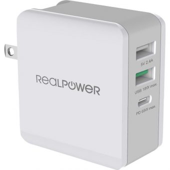 RealPower Charger DeskCharge-65 Travel 2xUSB-A 1x USB-C 65W White 306837