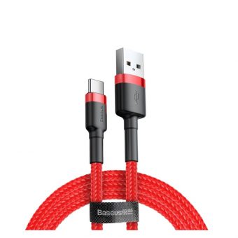 Baseus Cafule Braided USB Cable USB-A Male to  USB-C Male 0.5m Red CATKLF-A09