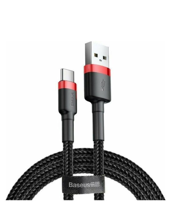 Baseus Cafule Braided USB Cable USB-A Male to  USB-C Male 2m Black Red CATKLF-C91