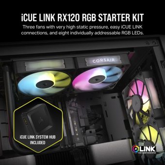 Corsair iCUE LINK RX120 RGB 120mm PWM Fan Triple Starter Kit Black CO-9051018-WW - Image 3