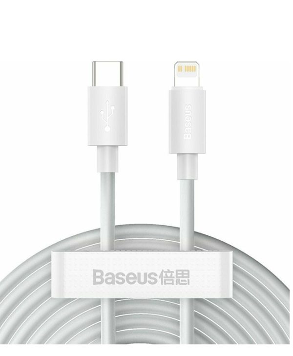 Baseus USB Cable USB-C Male to Lightning 20W 5A 1.5m 02pcs White TZCATLZJ-02