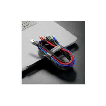 Baseus Braided USB Cable USB-A to 2xUSB-C male , 1xLightning, !xMicro USB 3.5A 1.2m Black CA1T4-B01 - Image 3