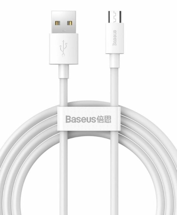 Baseus Simple Wisdom USB Cable USB-A to USB Micro2.1A 1.5m 2pcs White TZCAMZJ-02
