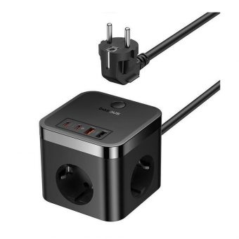 Baseus PowerCombo Cube 7-Ports Power Strip 30W Black E00066400117-00