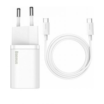 Baseus Super Si Wall Charger with Cable USB-C Male 25W White TZCCSUP-L02
