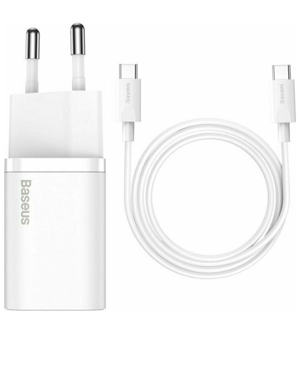 Baseus Super Si Wall Charger with Cable USB-C Male 25W White TZCCSUP-L02