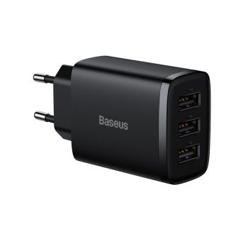 Baseus Wall Charger 3xUSB-A 17W Black CCXJ020101