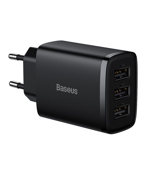 Baseus Wall Charger 3xUSB-A 17W Black CCXJ020101