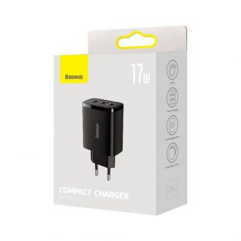 Baseus Wall Charger 3xUSB-A 17W Black CCXJ020101 - Image 4