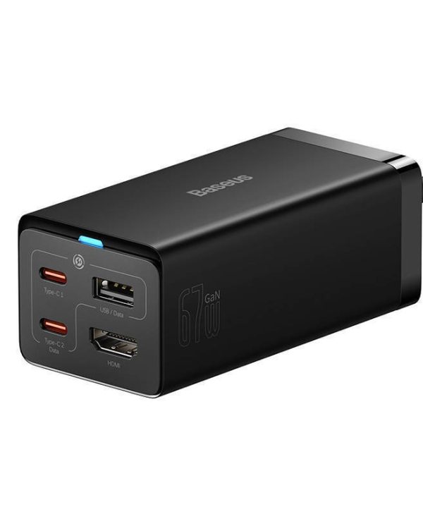 Baseus GaN5 Pro Wall Charger and Mirror 2xUSB-C 1xHDMI 67W Black CCGP110201