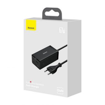 Baseus GaN5 Pro Wall Charger and Mirror 2xUSB-C 1xHDMI 67W Black CCGP110201 - Image 5