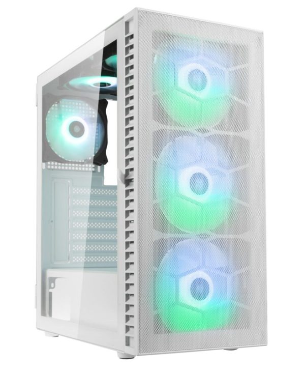 Kolink Observatory HF Mesh ARGB Midi Tower Tempered Glass White PGW-CH-KOL-112
