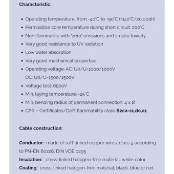 MG Wires Photovoltaic Solar Cable 6mm2 0.6/1kV 500m Spool Black H1Z2Z2-K-6MM2/500M - Image 4