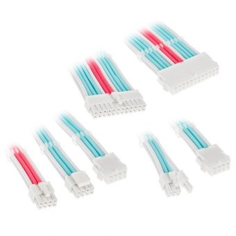 Kolink Core Adept Braided Cable Extension Kit Brilliant White/Neon Blue/Pure Pink PGW-AC-KOL-085 - Image 3