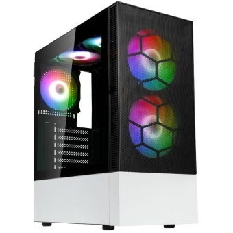 Kolink Observatory MX Mesh ARGB Midi Tower Tempered Glass Black/White PGW-CH-KOL-117