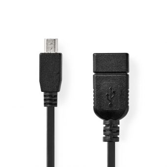 Nedis USB Cable USB Mini 5-pin MALE USB-A Female 0.20m Black CCGB60315BK02