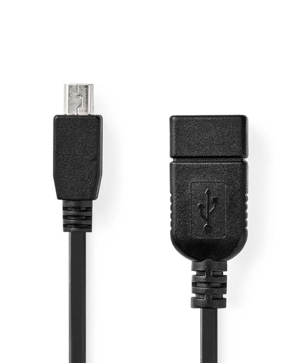 Nedis USB Cable USB Mini 5-pin MALE USB-A Female 0.20m Black CCGB60315BK02