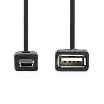 Nedis USB Cable USB Mini 5-pin MALE USB-A Female 0.20m Black CCGB60315BK02 - Image 2