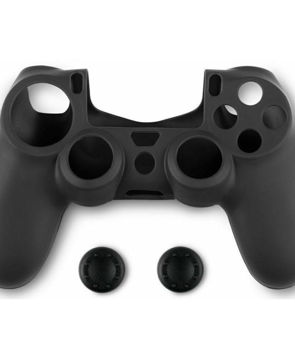Spartan Gear Controller Silicon Skin Cover and Thumb Grips PS4 Black