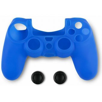 Spartan Gear Controller Silicon Skin Cover and Thumb Grips PS4 Blue