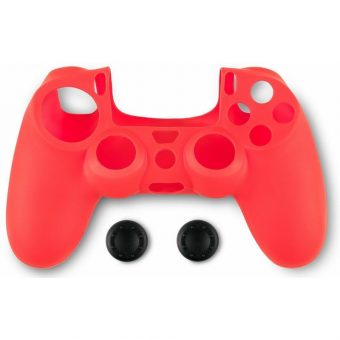 Spartan Gear Controller Silicon Skin Cover and Thumb Grips PS4 Red