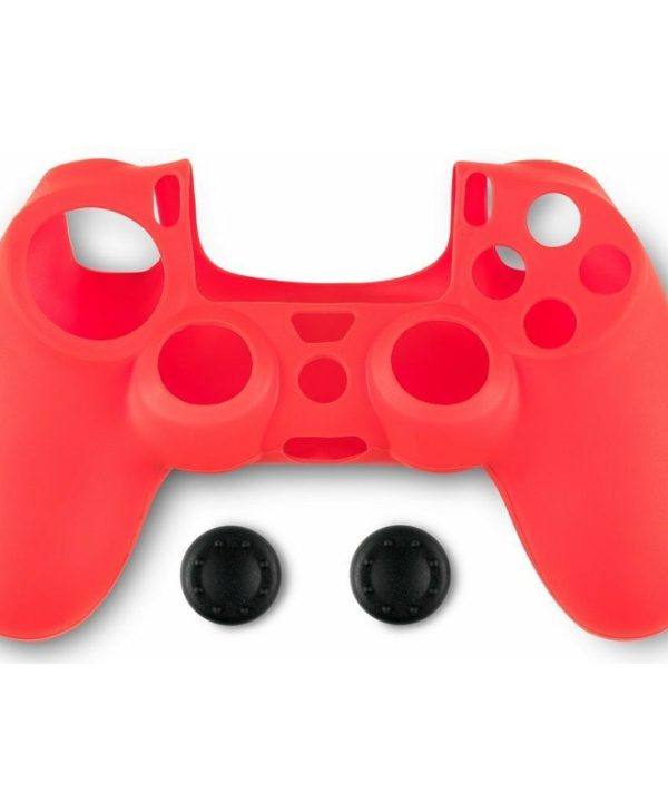Spartan Gear Controller Silicon Skin Cover and Thumb Grips PS4 Red