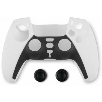 Spartan Gear Controller Silicon Skin Cover and Thumb Grips PS5 Black White
