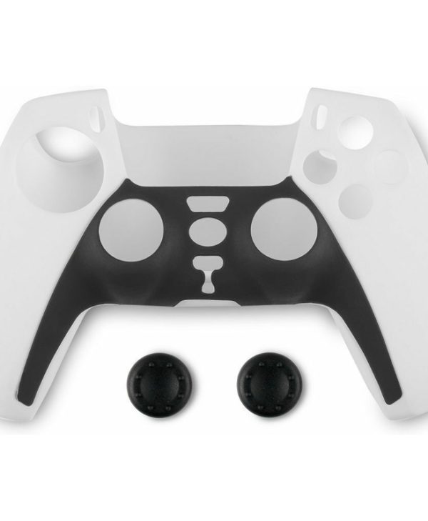 Spartan Gear Controller Silicon Skin Cover and Thumb Grips PS5 Black White