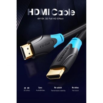 Vention HDMI Cable 4K, 2K ,3D HDMI Male to HDMI Male 3m Black AACBI - Image 2