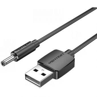 Vention USB Power Cable USB-A Male to  DC Barrel Jack 3.5mm 0.5m Black CEXBD